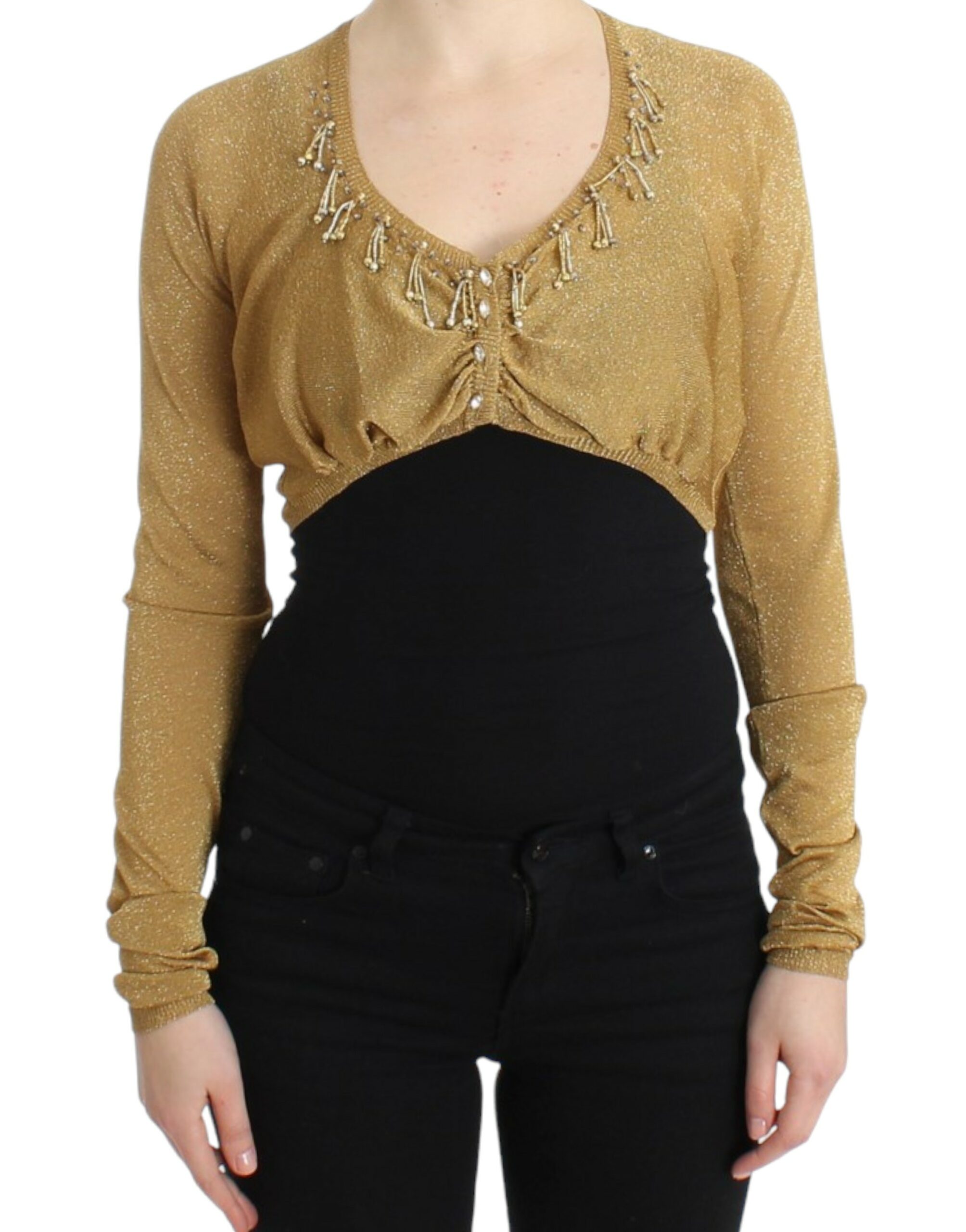 Roberto Cavalli Gold embellished gold shrug