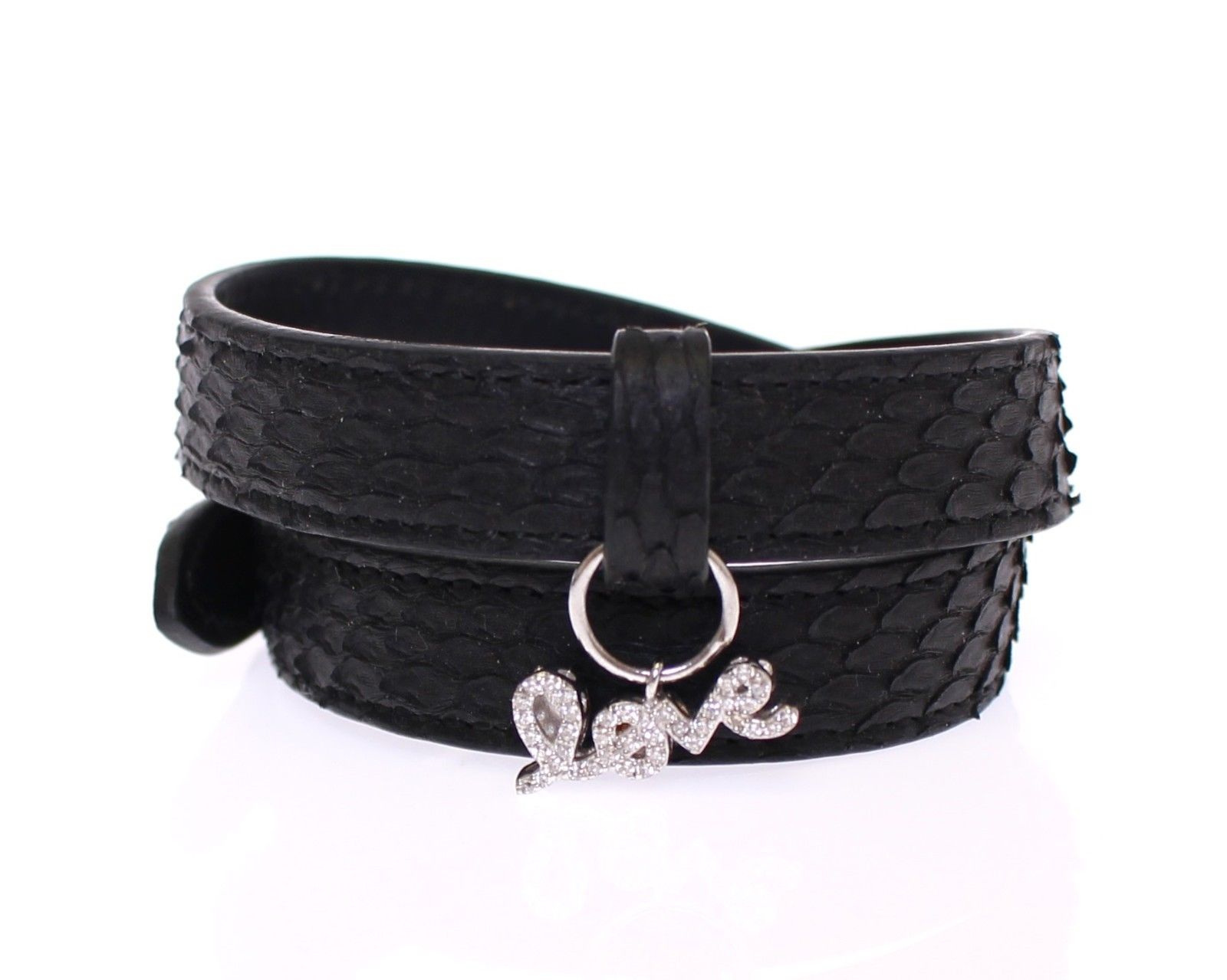 Браслет Nialaya Jewelry «Змеиная кожа CZ LOVE»