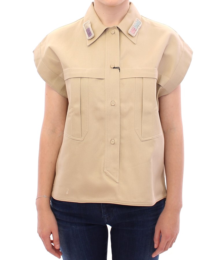 Andrea Conti Beige Sleeveless Blouse Top
