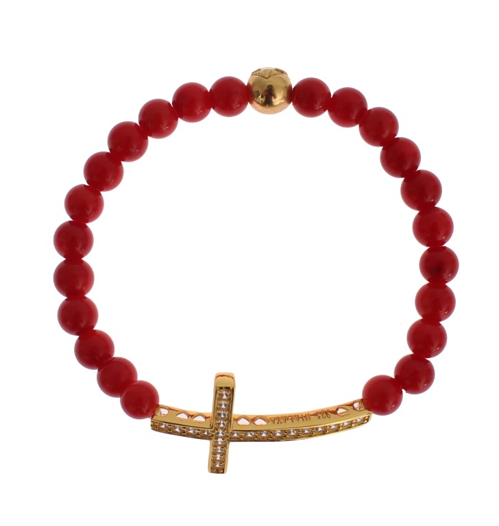 Браслет Nialaya Jewelry Элегантный Золото и Красный Коралл