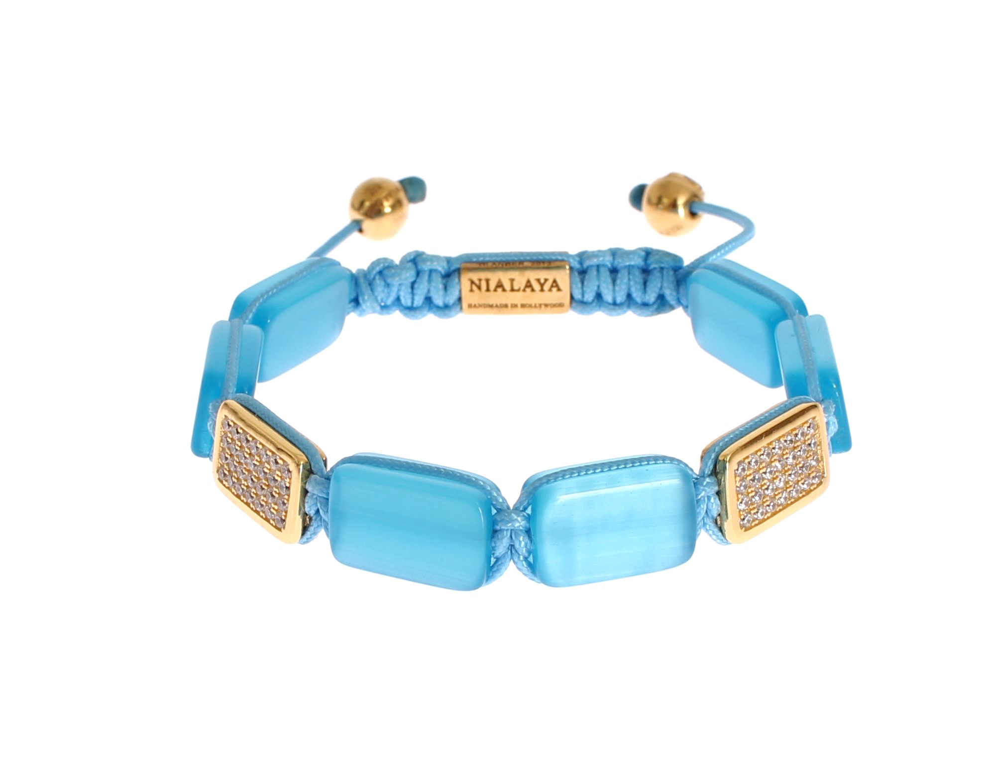 Браслет Nialaya Jewelry Элегантный с синим опалом и инкрустацией бриллиантами