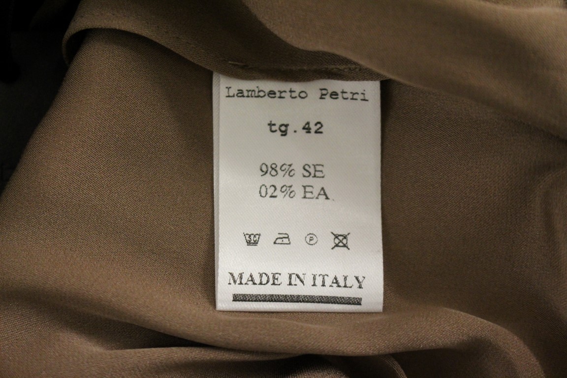 Lamberto Petri Brown Draped Silk Sheath Shift Coctail Dress