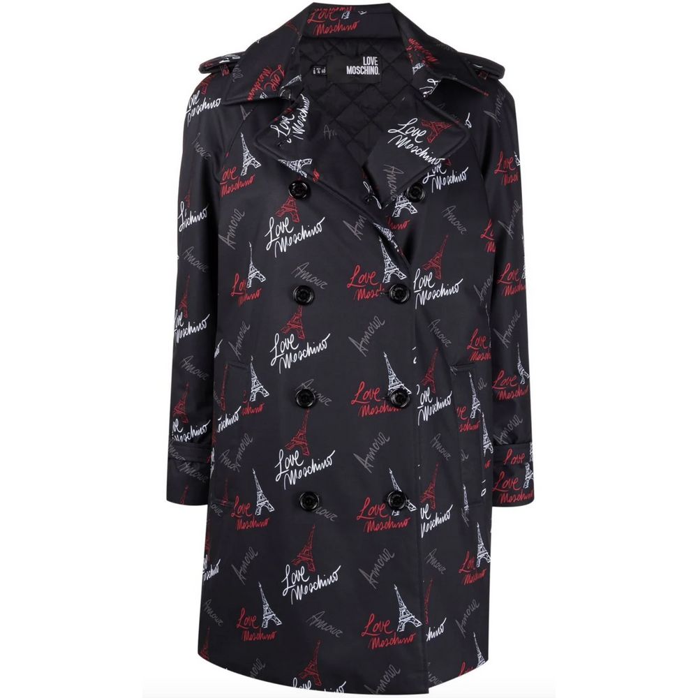 LOVE MOSCHINO Black Polyester Women Coat