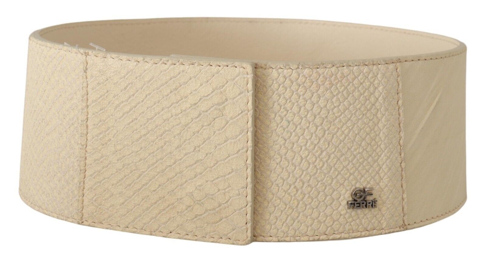 Gianfranco Ferre White Waxed Cotton Wide Fashion Belt
