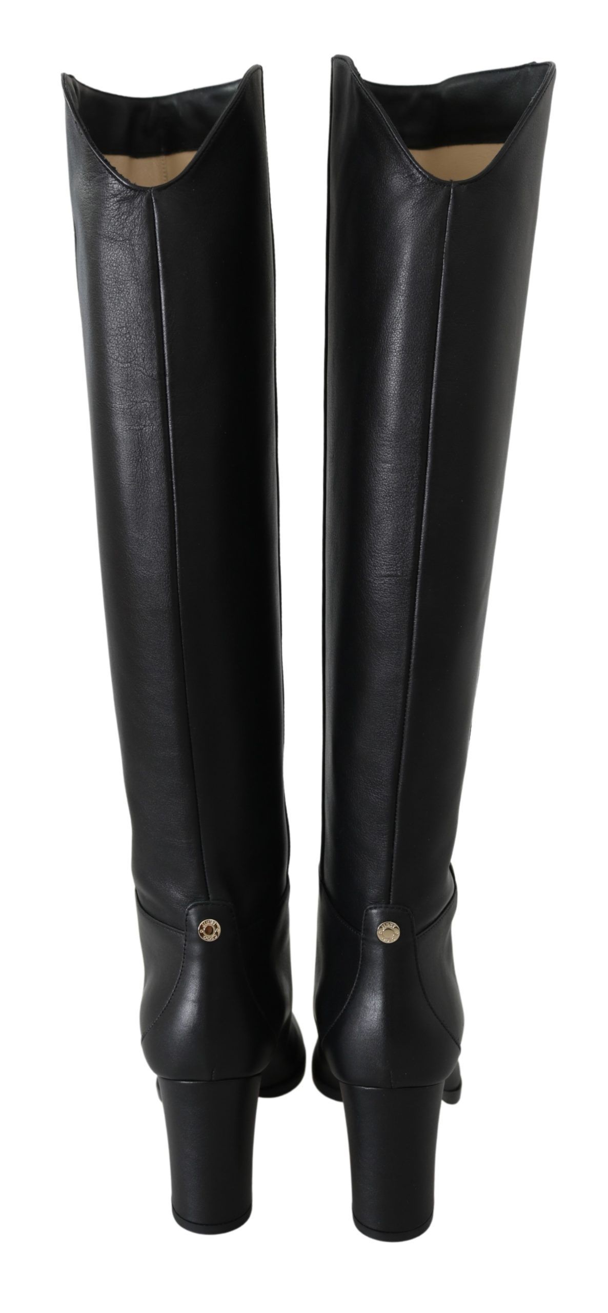 Jimmy Choo Eyewear Elegant Black Calf Leather Heeled Boots