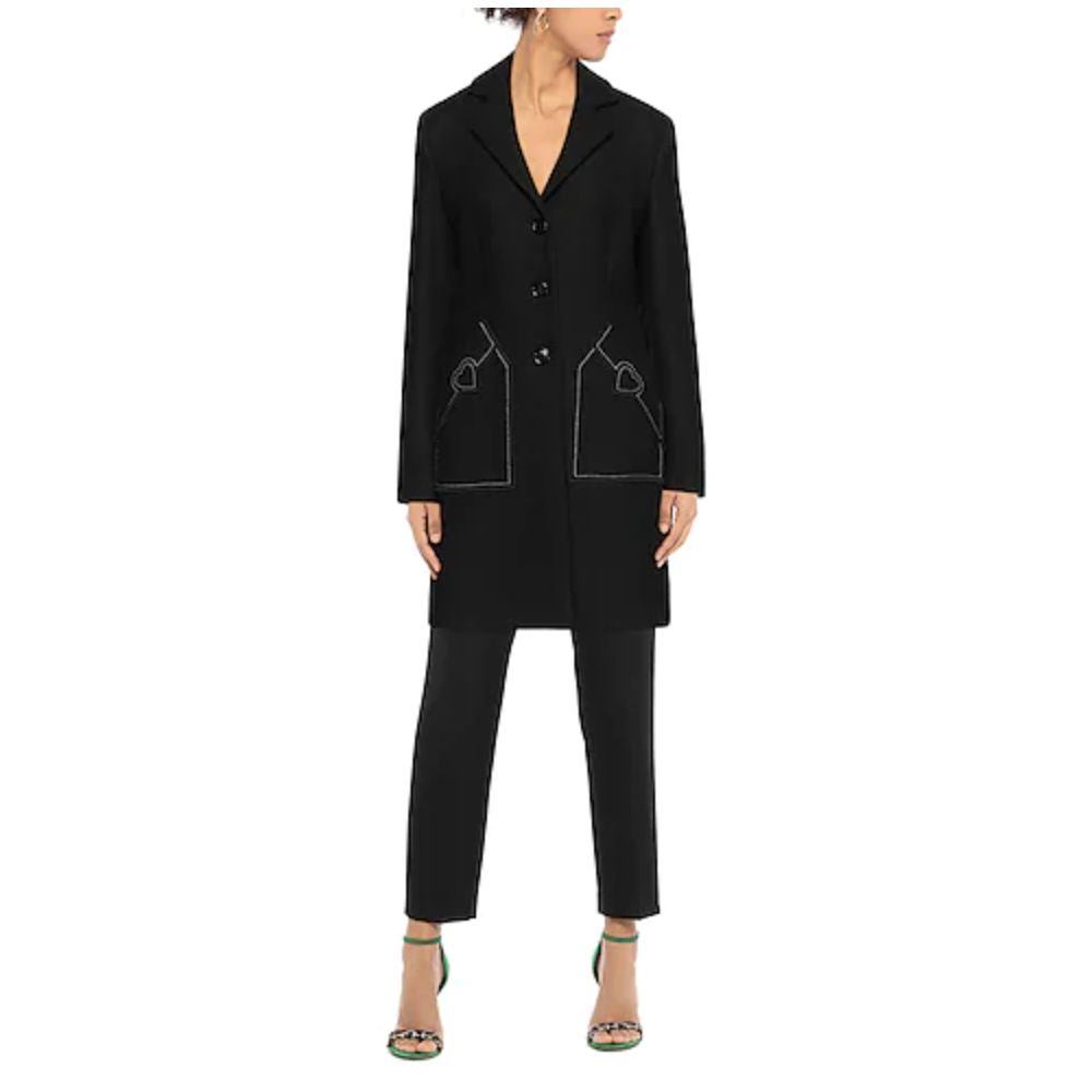 LOVE MOSCHINO Black Wool Women Coat