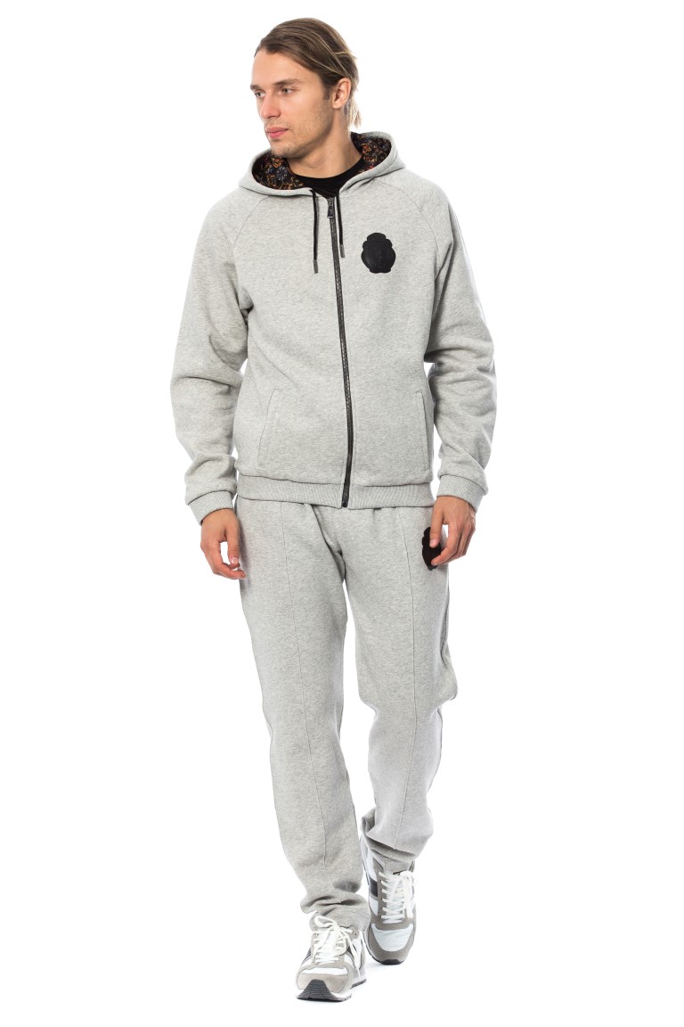 Billionaire Gray Cotton Hooded Sweatsuit