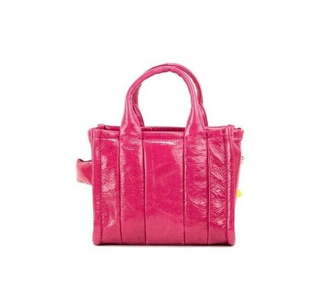 The Marc Jacobs The Shiny Crinkle Micro Tote Magenta Leather Crossbody Bag Handbag