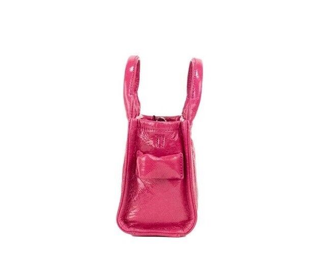 The Marc Jacobs The Shiny Crinkle Micro Tote Magenta Leather Crossbody Bag Handbag