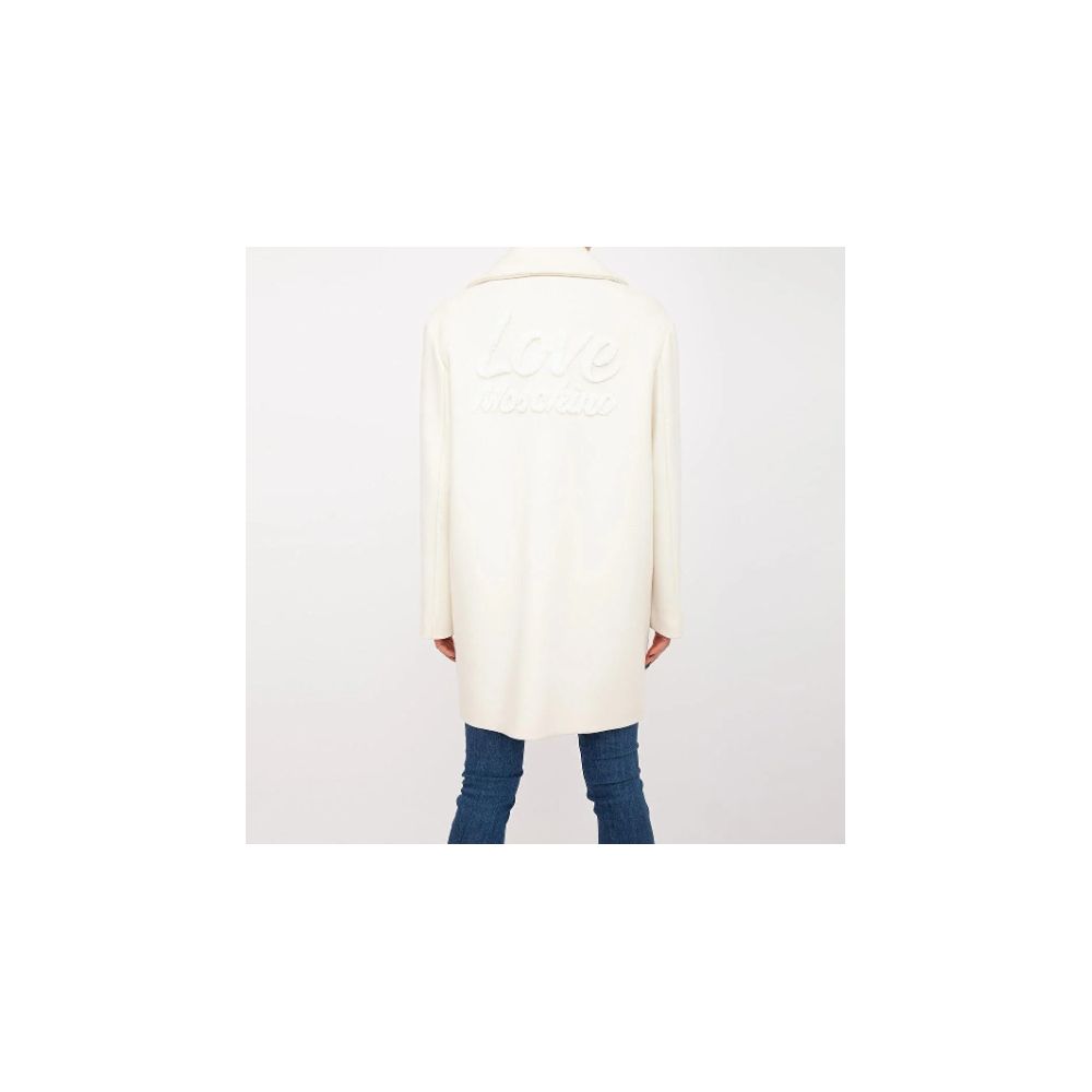 LOVE MOSCHINO Chic White Winter Elegance Long Coat