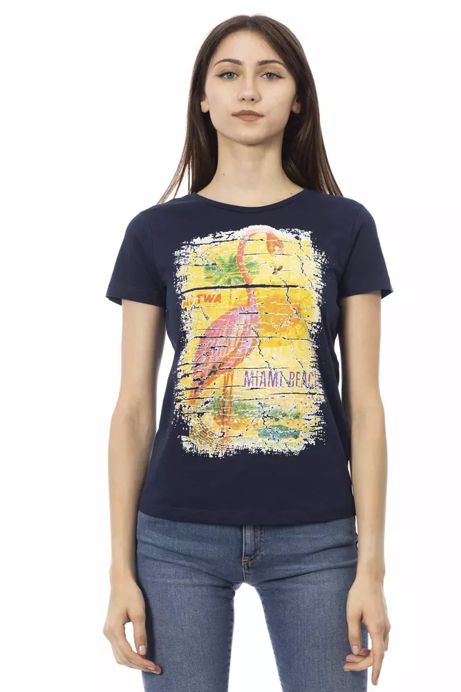 Trussardi Chic Blue Short Sleeve Round Neck Tee