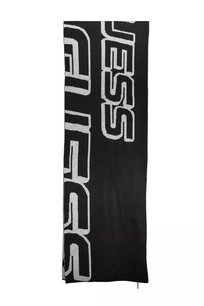Black Polyamide Men Scarf