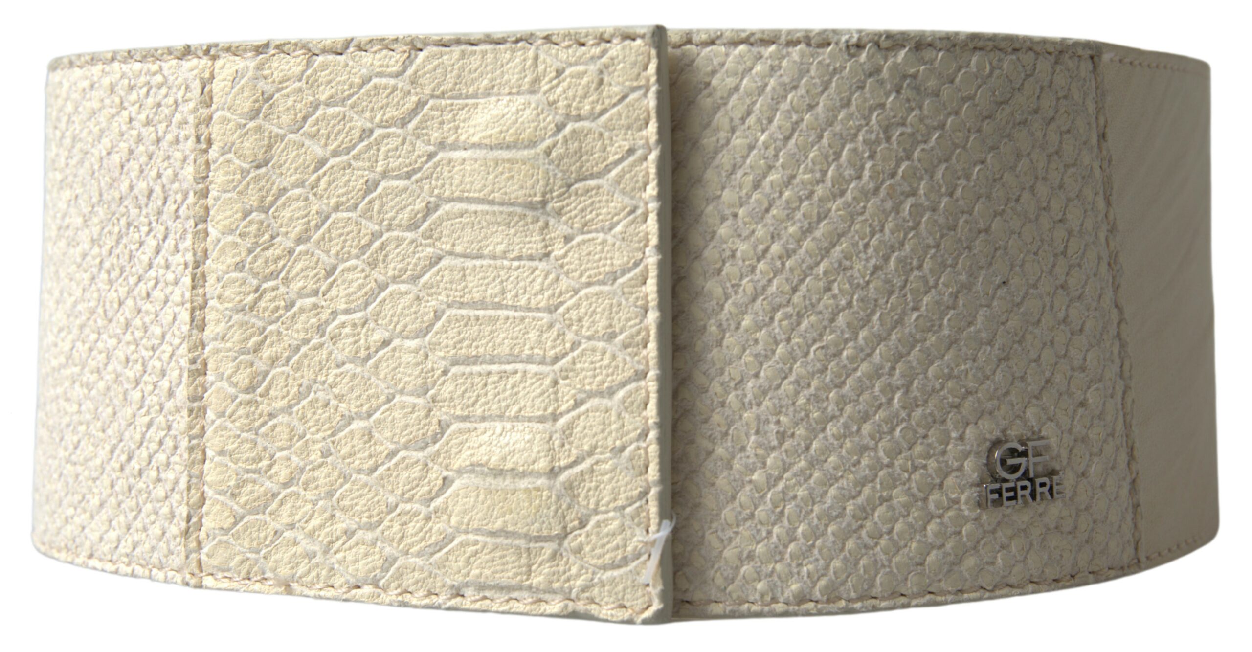 Gianfranco Ferre Off White Waxed Cotton Wide Fashion Waistband Belt