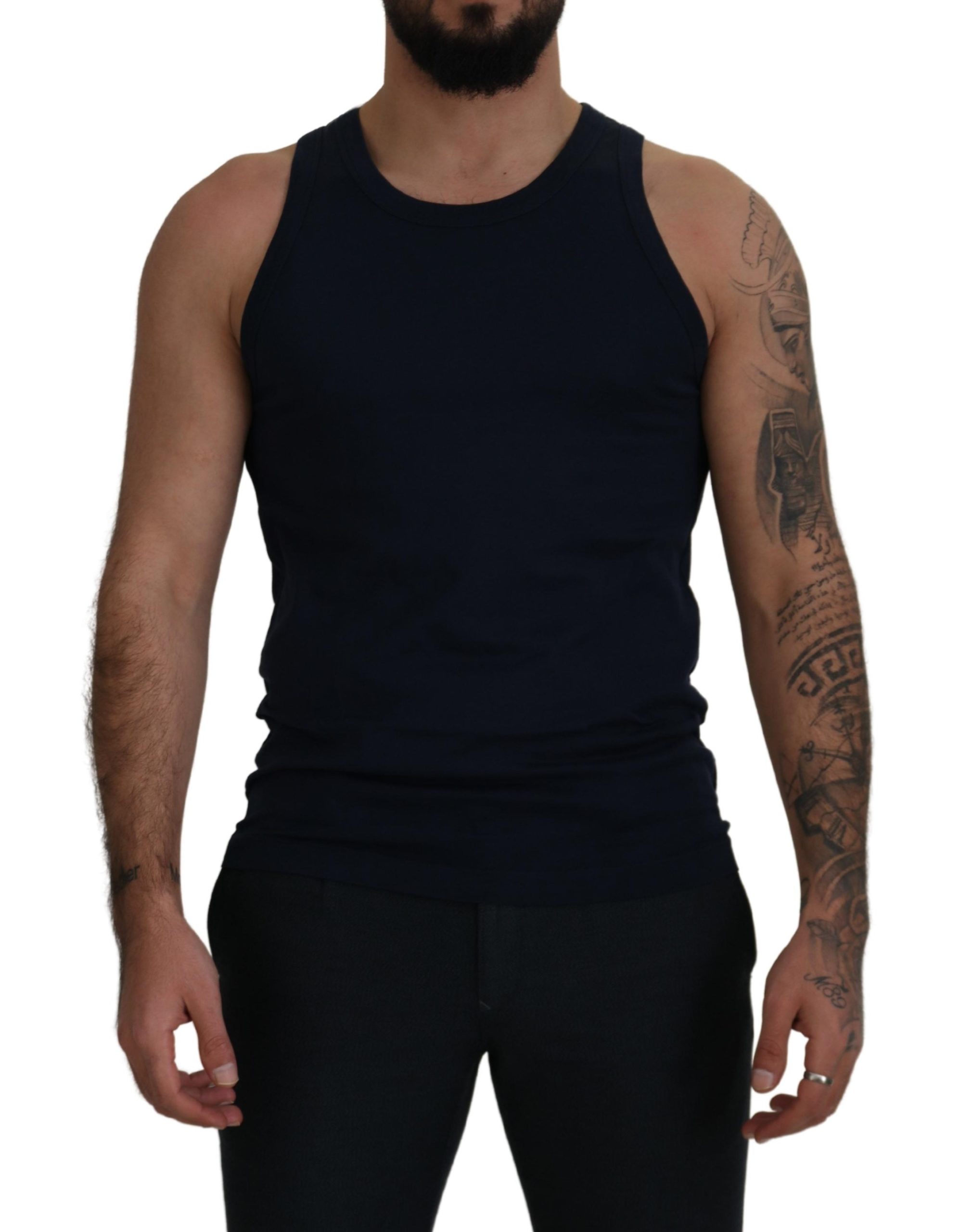 Elegant Blue Cotton Tank Top