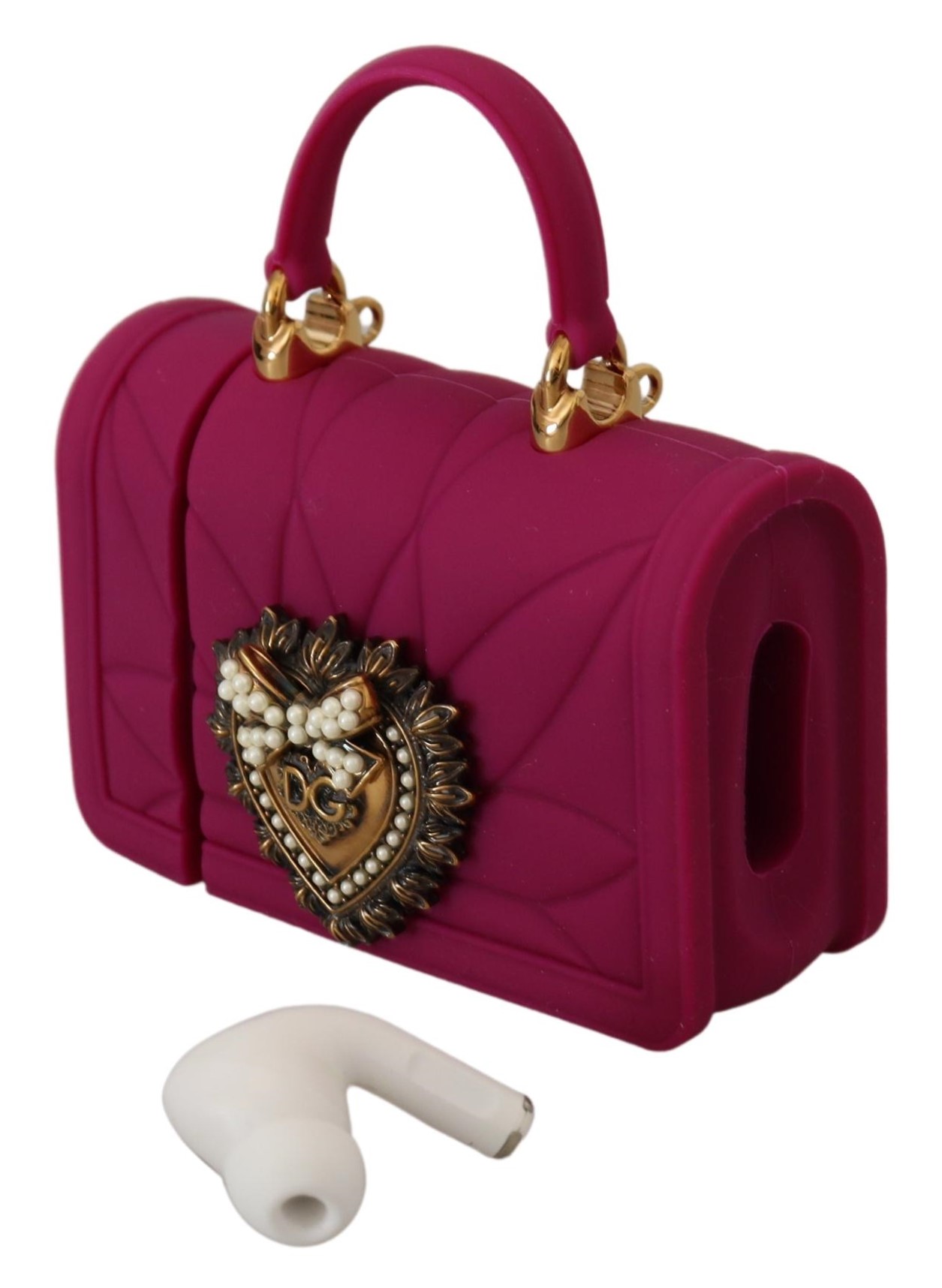 Chic Pink Silicone Airpod Case with Gold Accents