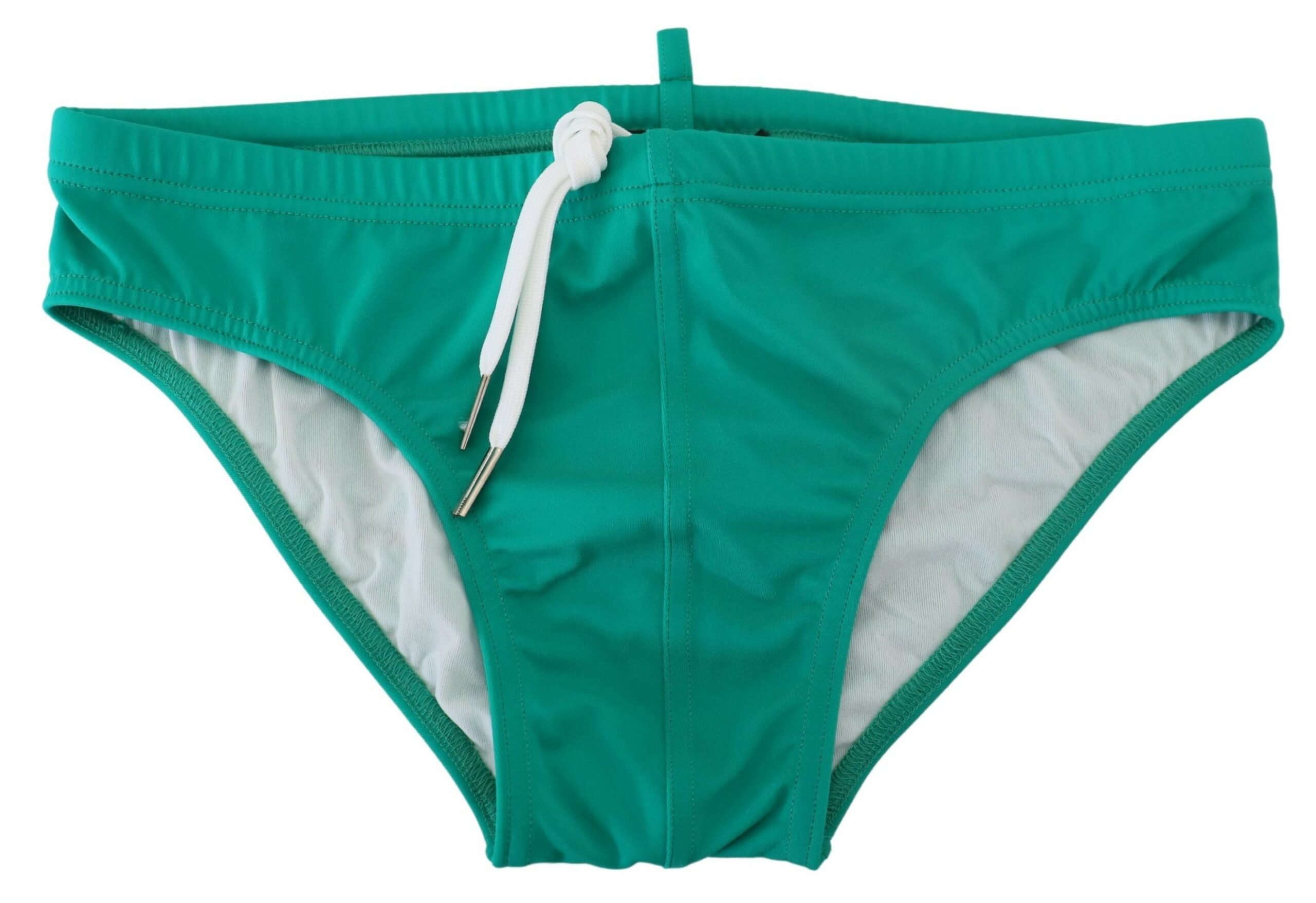 Dsquared2 Green White Logo Print Men Swim Brief Swimwear