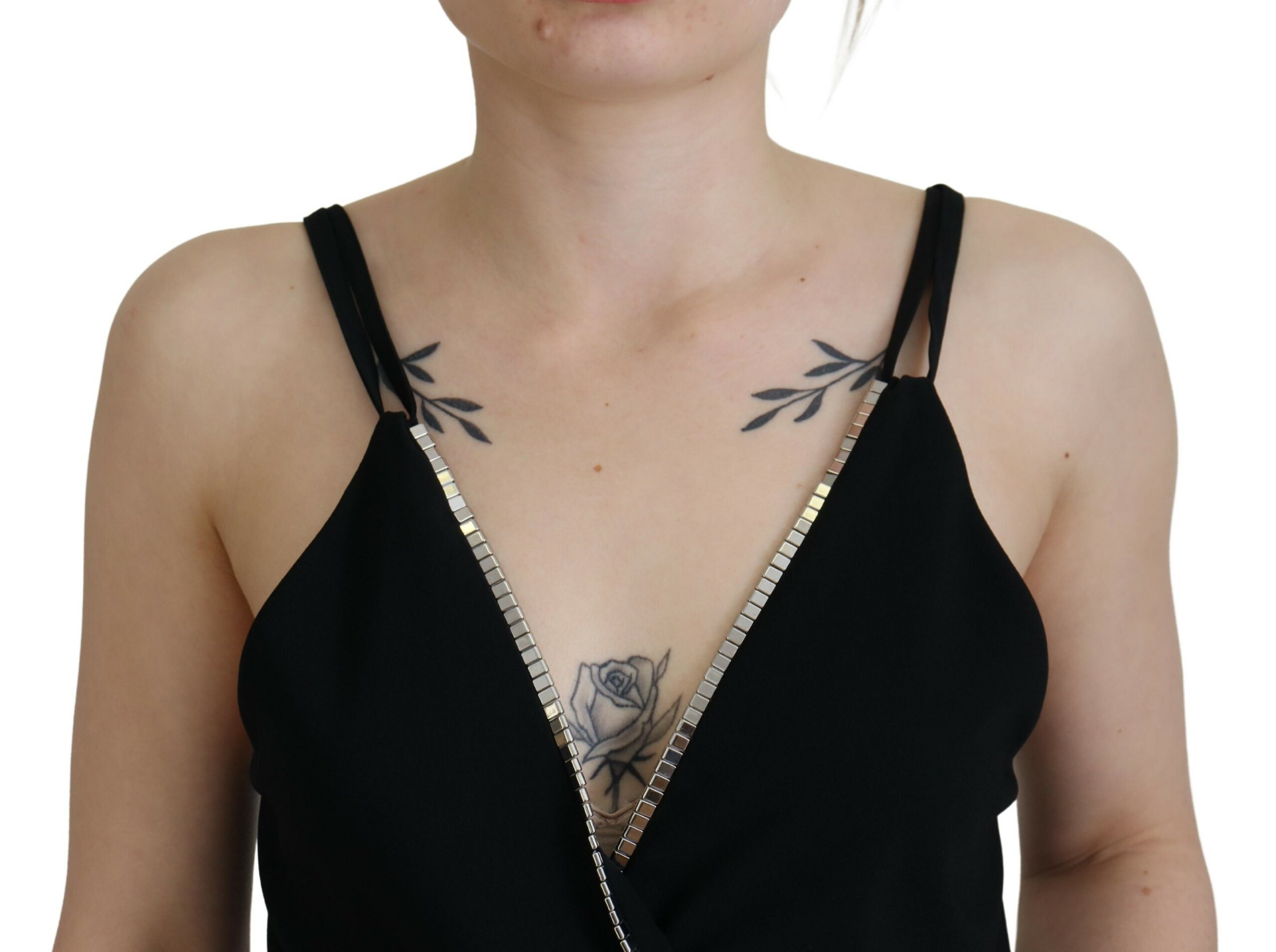 Dsquared2 Black Embellished Deep V-neck Sleeveless Tank Top
