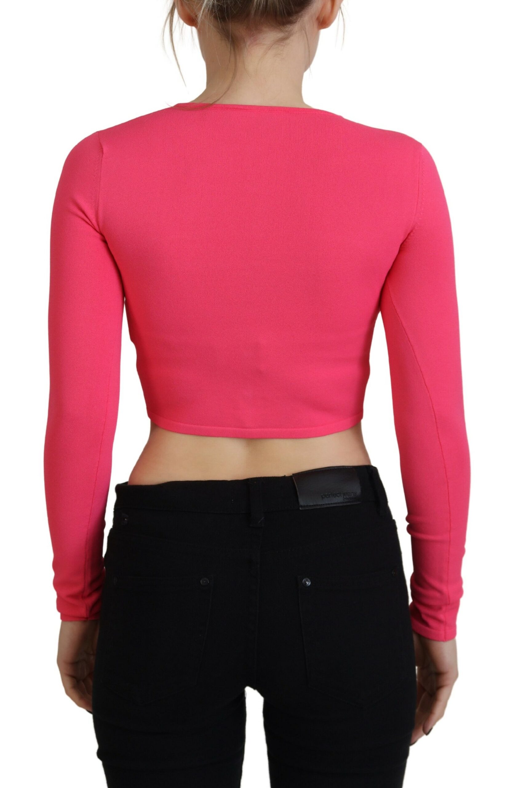 Dsquared2 Pink Viscose Knit Open Chest Long Sleeves Top