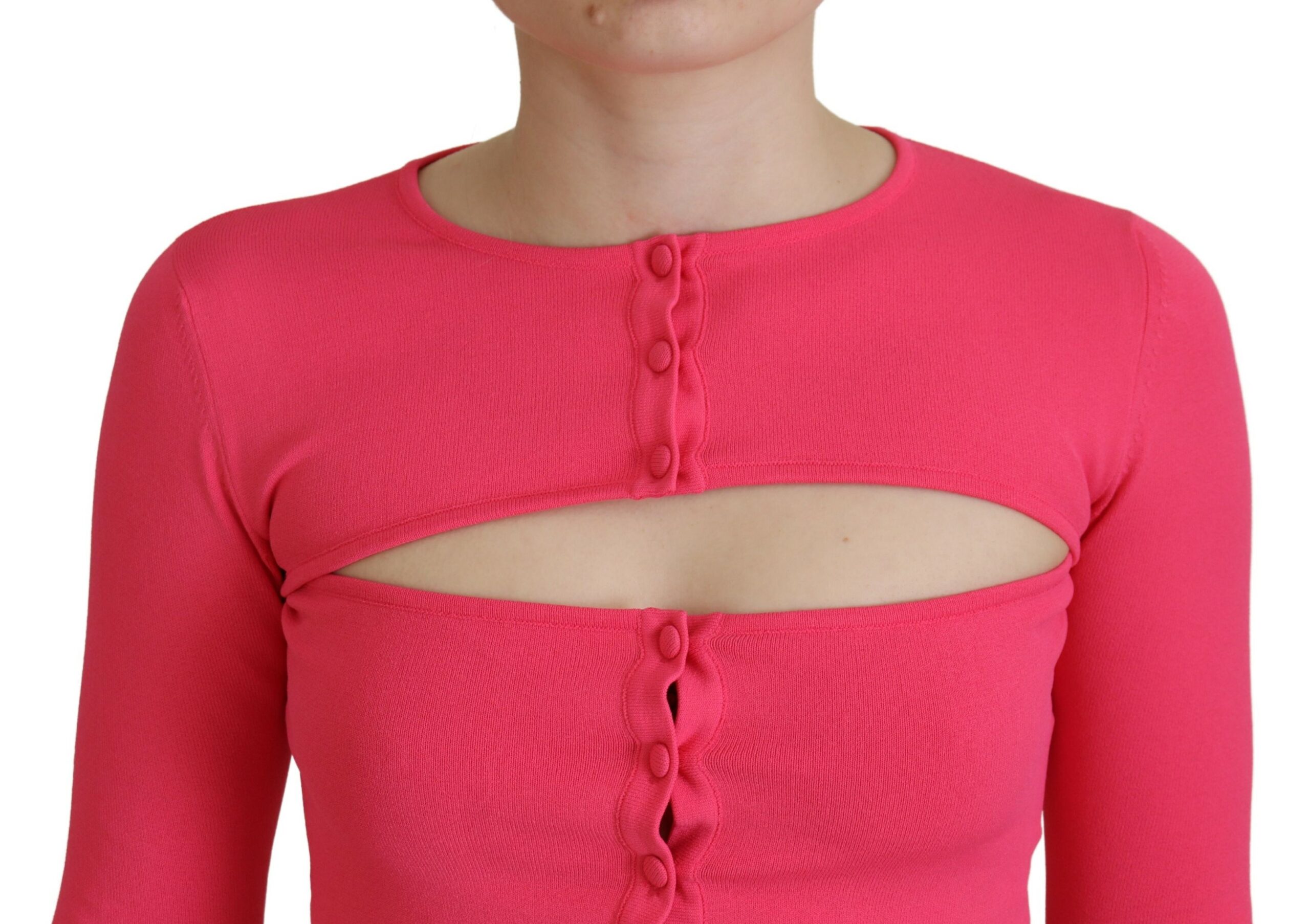 Dsquared2 Pink Viscose Knit Open Chest Long Sleeves Top