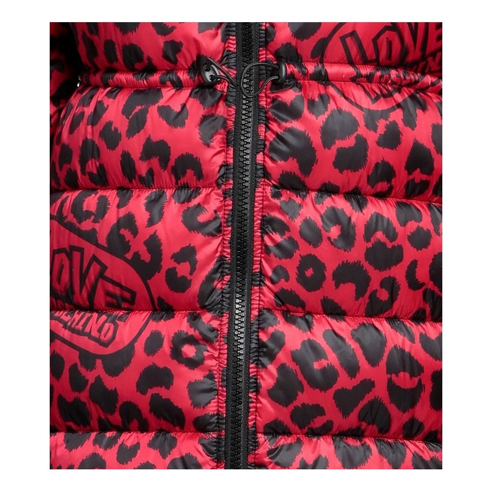 LOVE MOSCHINO Chic Leopard Print Long Down Jacket