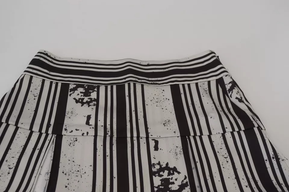 Dsquared2 Gray Black Stripes Mid Waist A-line Mini Skirt