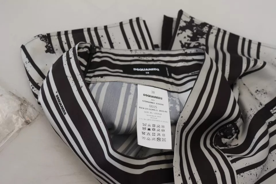 Dsquared2 Gray Black Stripes Mid Waist A-line Mini Skirt