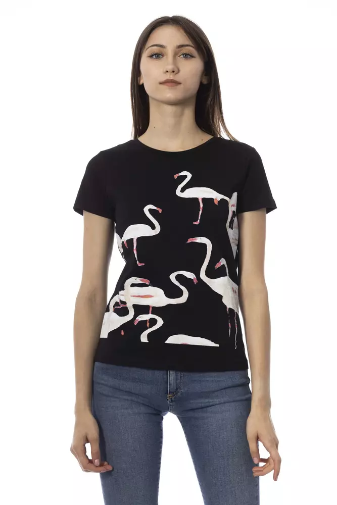 Trussardi Chic Black Short Sleeve Round Neck Tee