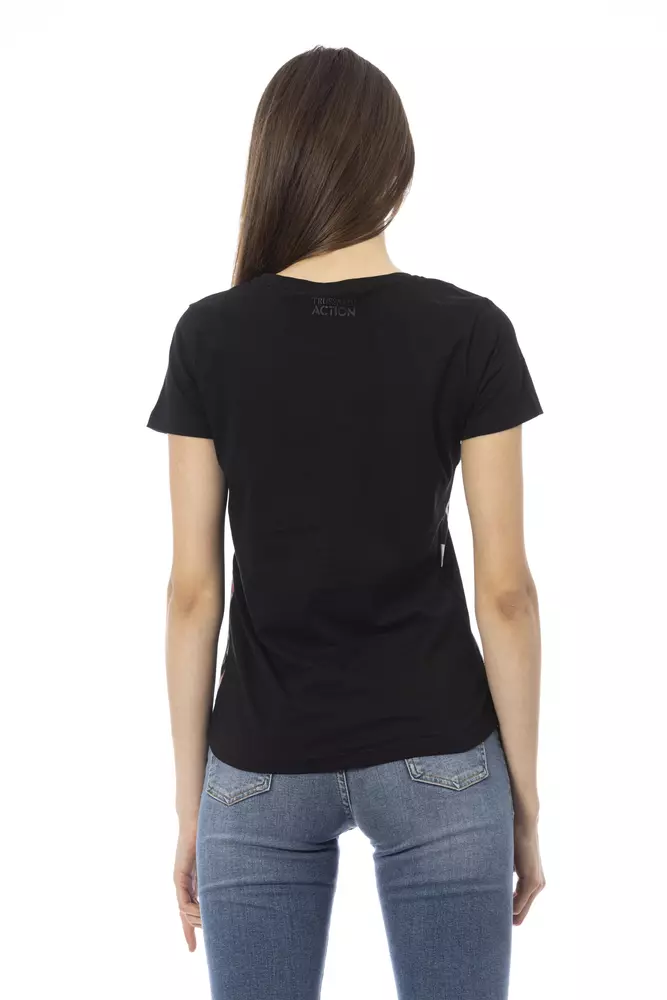 Trussardi Chic Black Short Sleeve Round Neck Tee