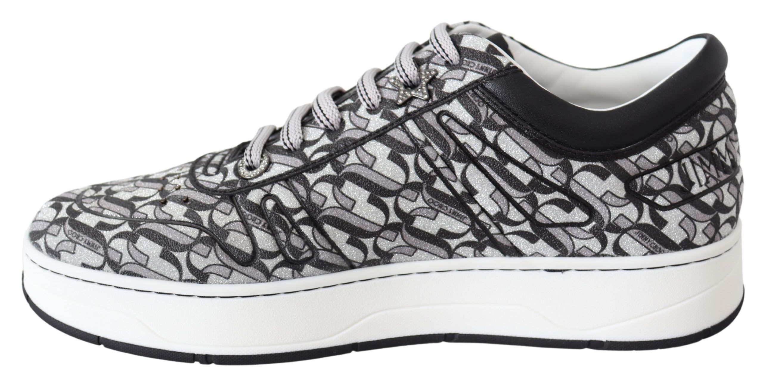 Jimmy Choo Eyewear Glittering Slip-On Sneakers - Silver and Black