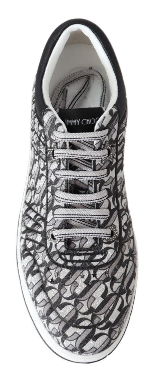 Jimmy Choo Eyewear Glittering Slip-On Sneakers - Silver and Black