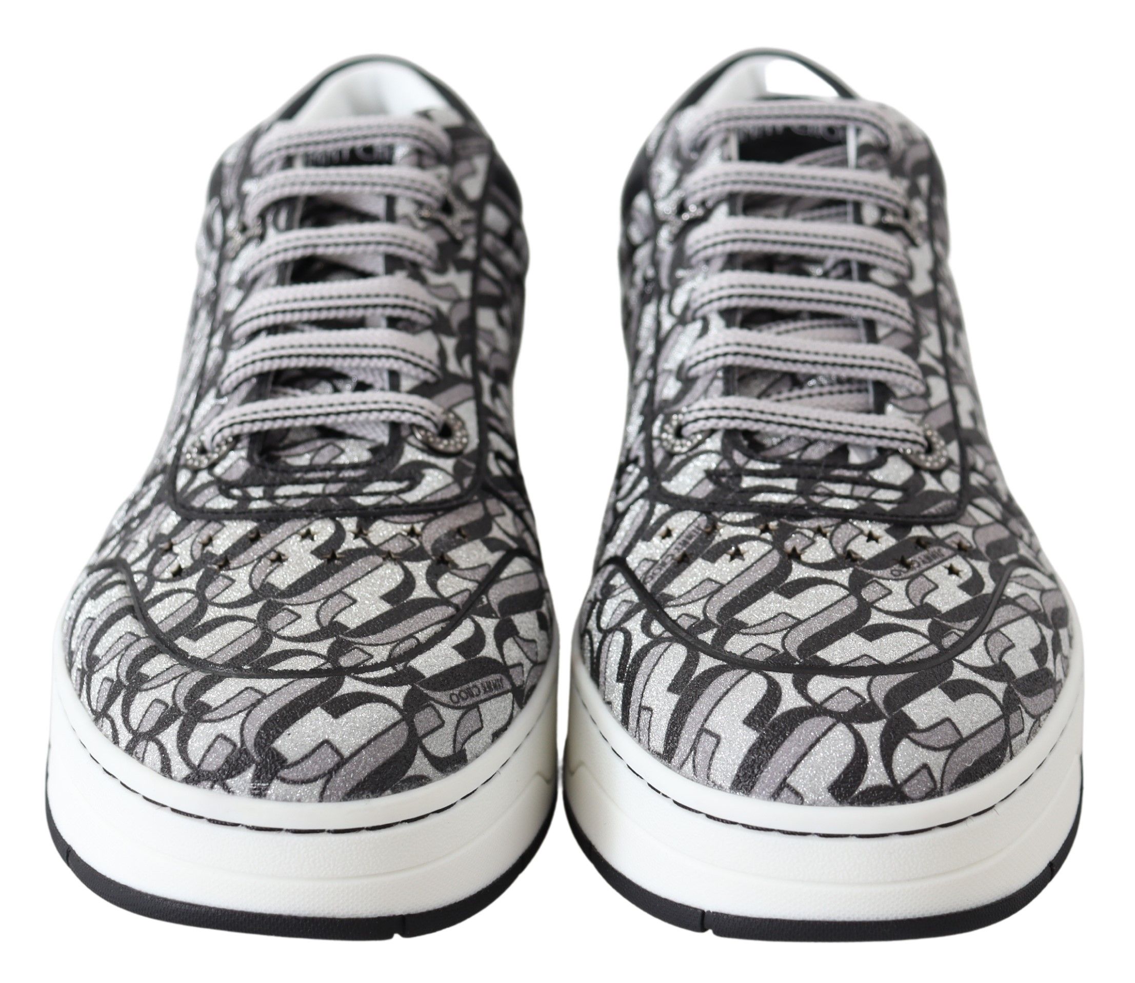 Jimmy Choo Eyewear Glittering Slip-On Sneakers - Silver and Black