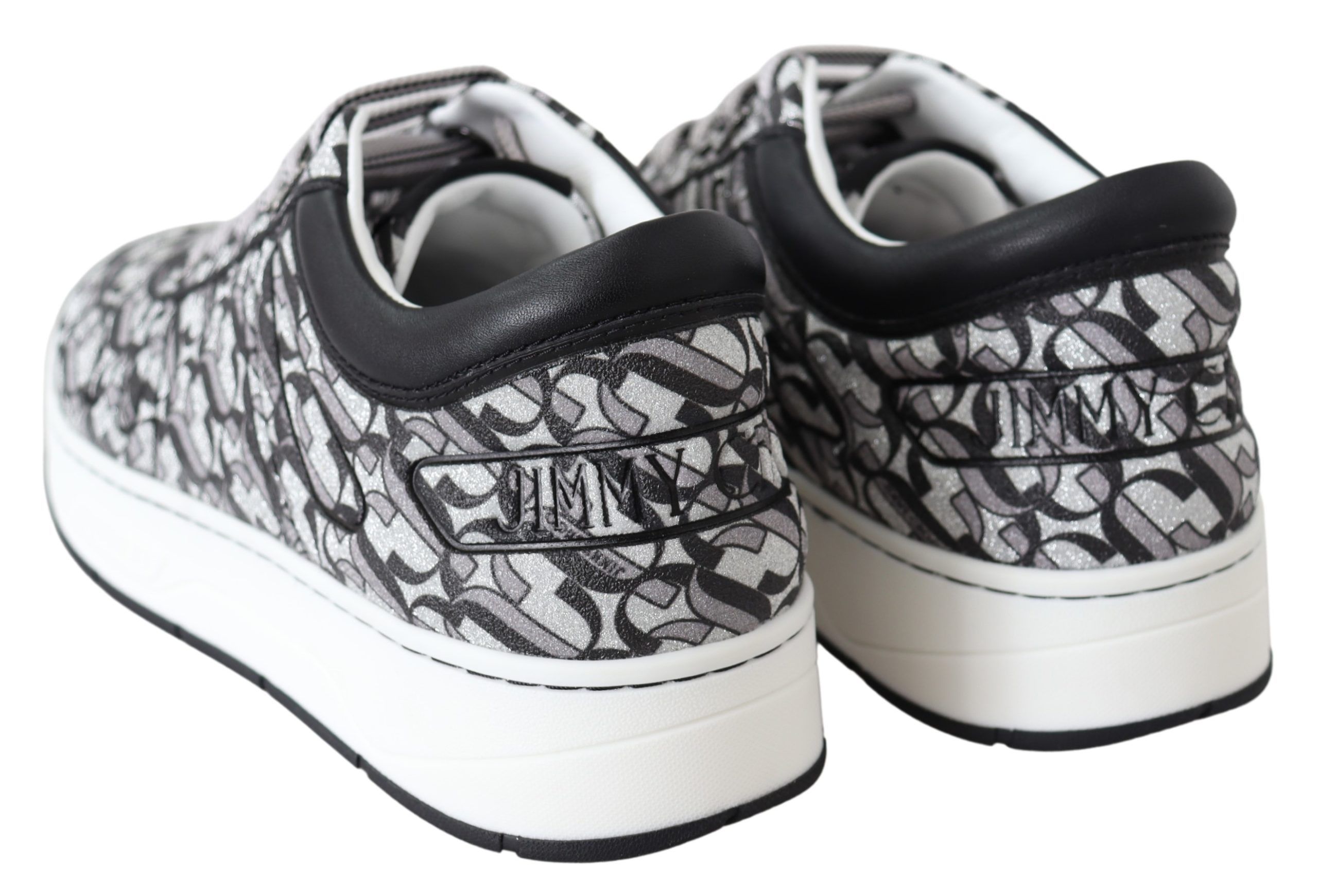 Jimmy Choo Eyewear Glittering Slip-On Sneakers - Silver and Black
