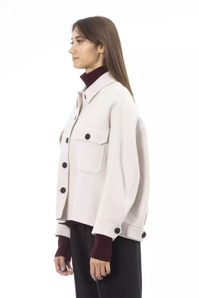 ALPHA STUDIO Elegant White Wool Blazer Jacket