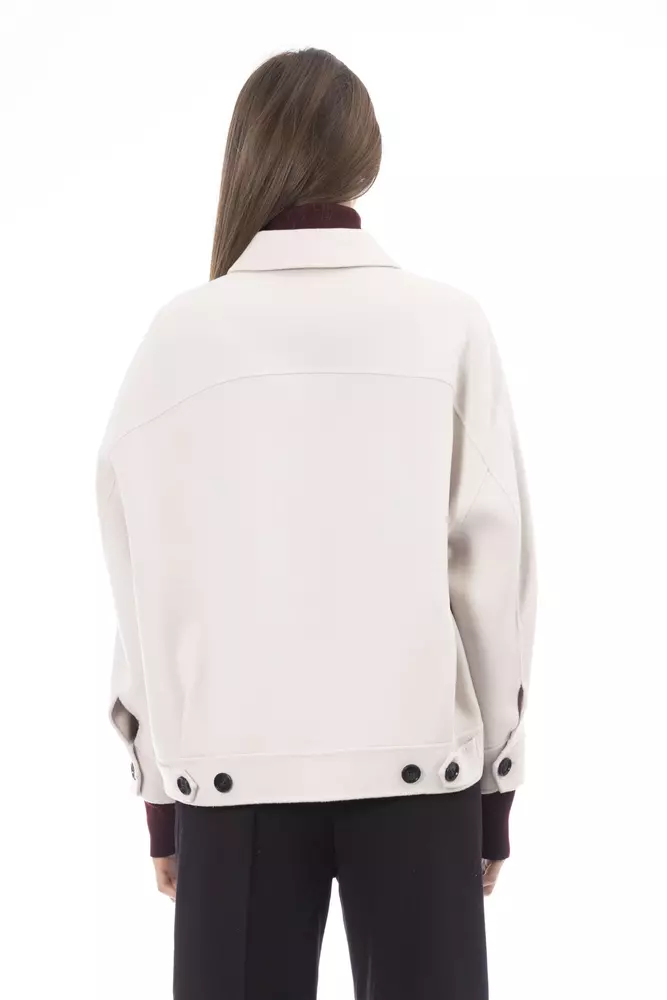 ALPHA STUDIO Elegant White Wool Blazer Jacket