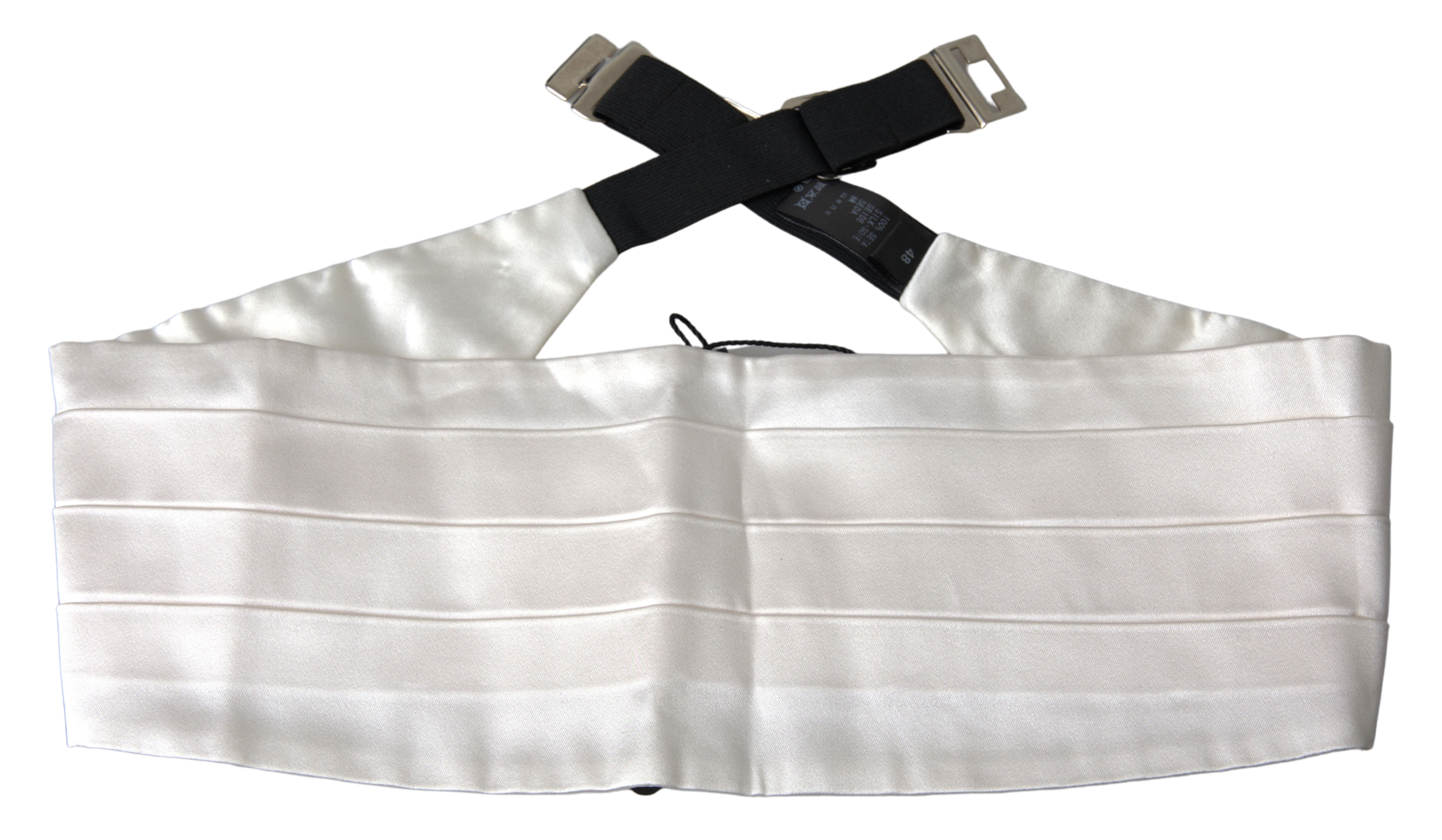 Dolce & Gabbana White Men Wide Waist Silk Belt Cummerbund