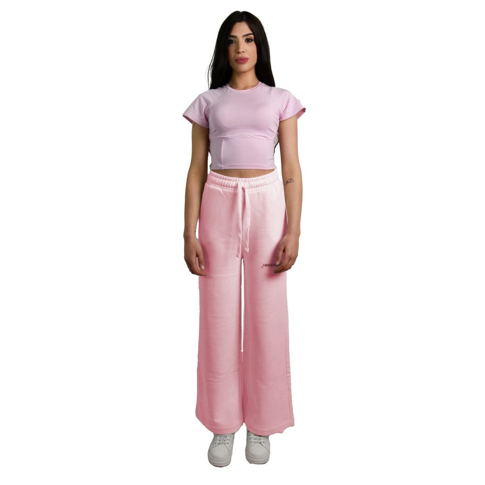 HINNOMINATE Chic Pink Palazzo Pants with Drawstring
