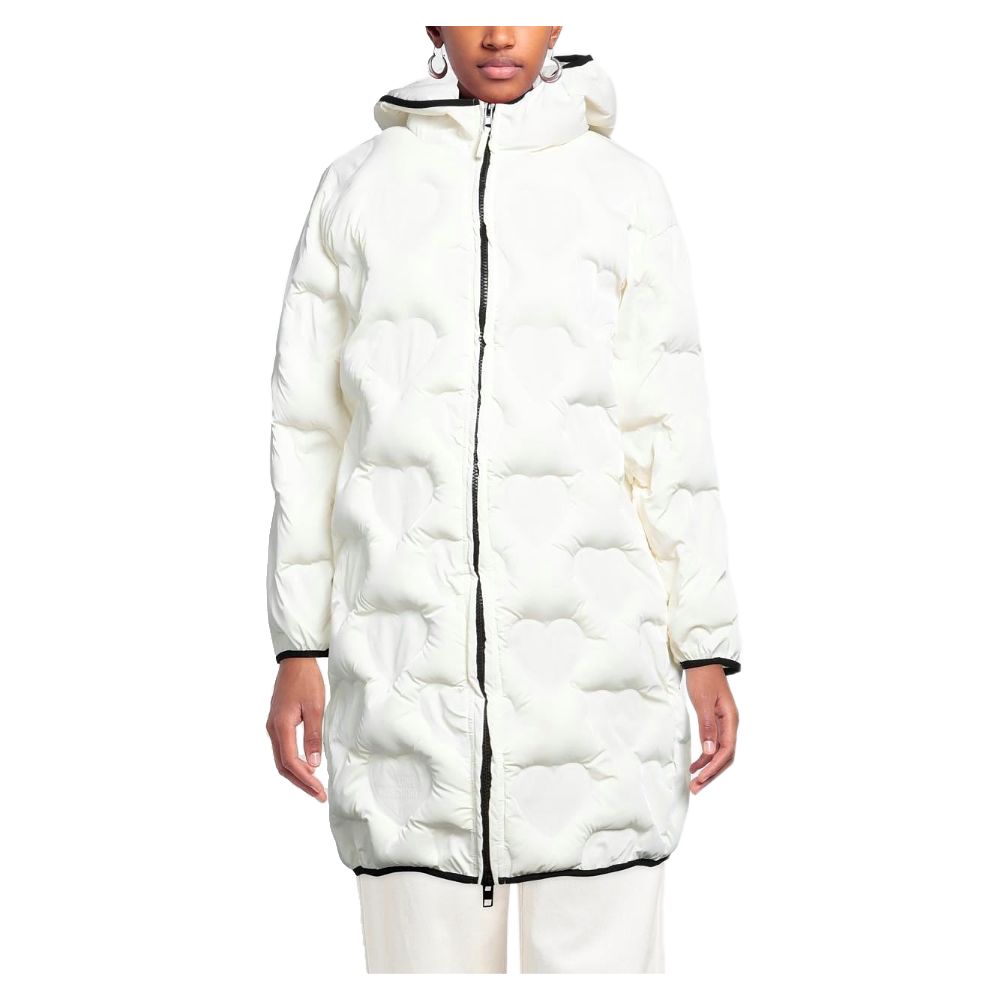 LOVE MOSCHINO Chic Quilted Heart Long Down Jacket