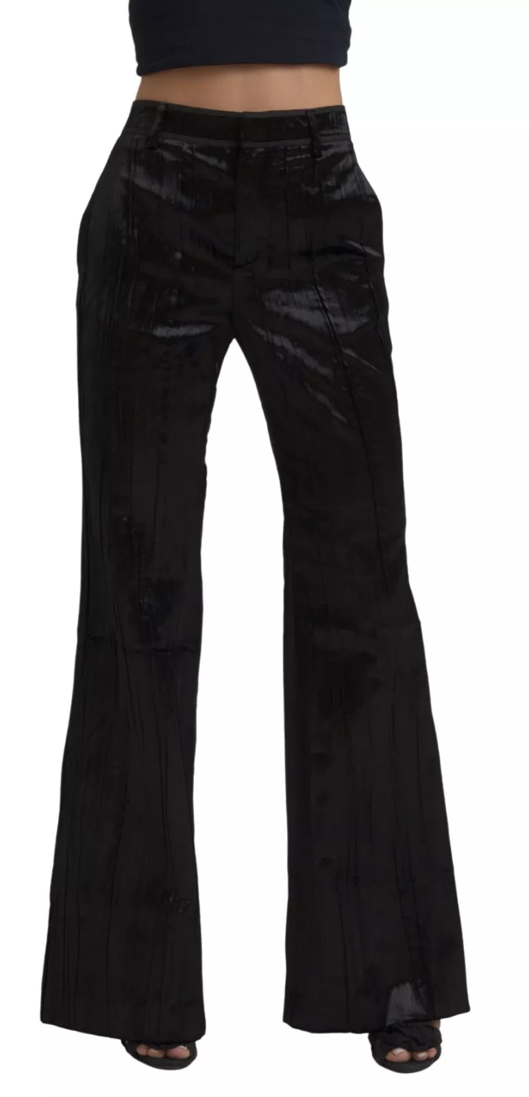 Dsquared2 Black Viscose Super Flare High Waist Pants