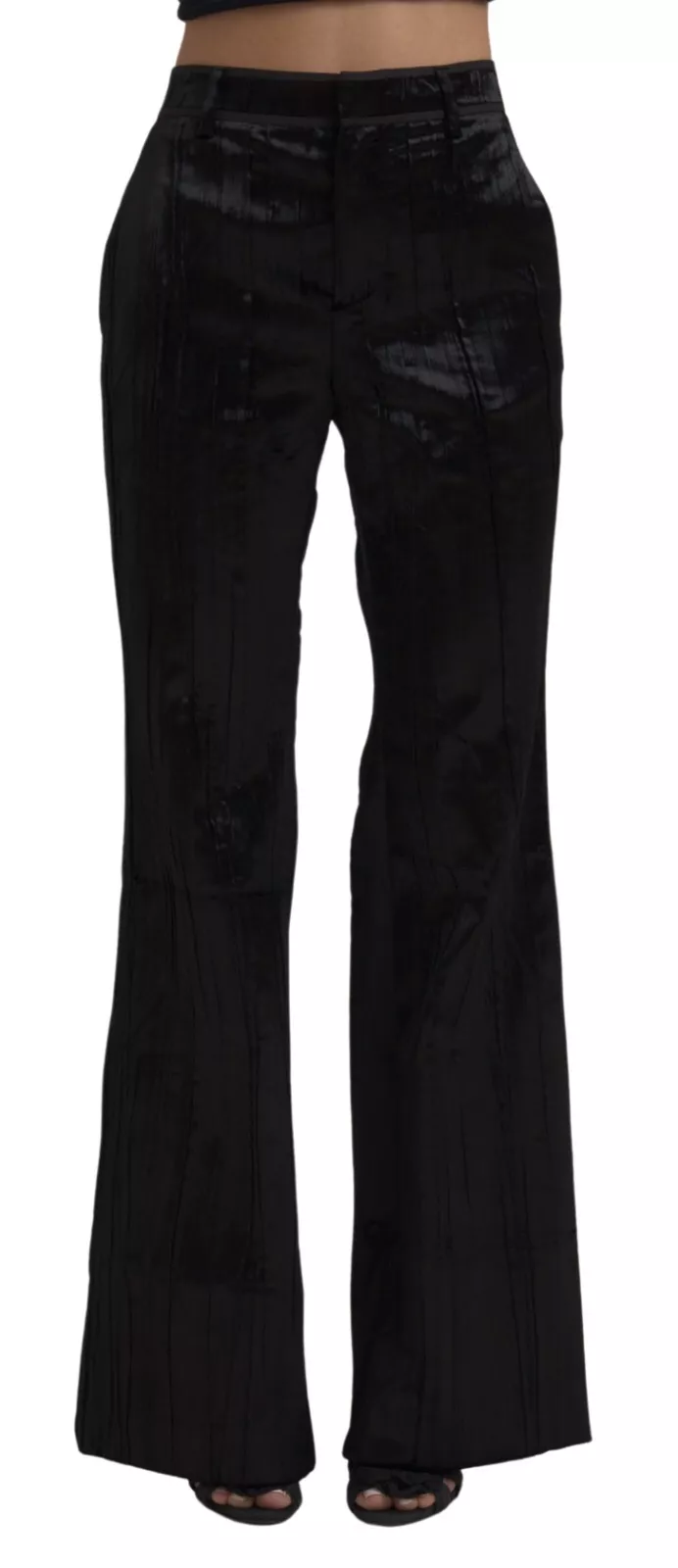 Dsquared2 Black Viscose Super Flare High Waist Pants