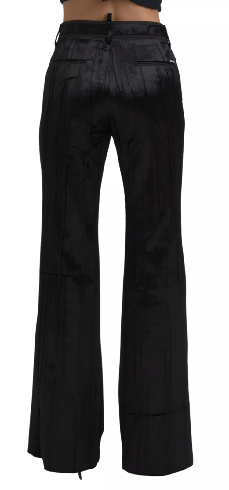 Dsquared2 Black Viscose Super Flare High Waist Pants