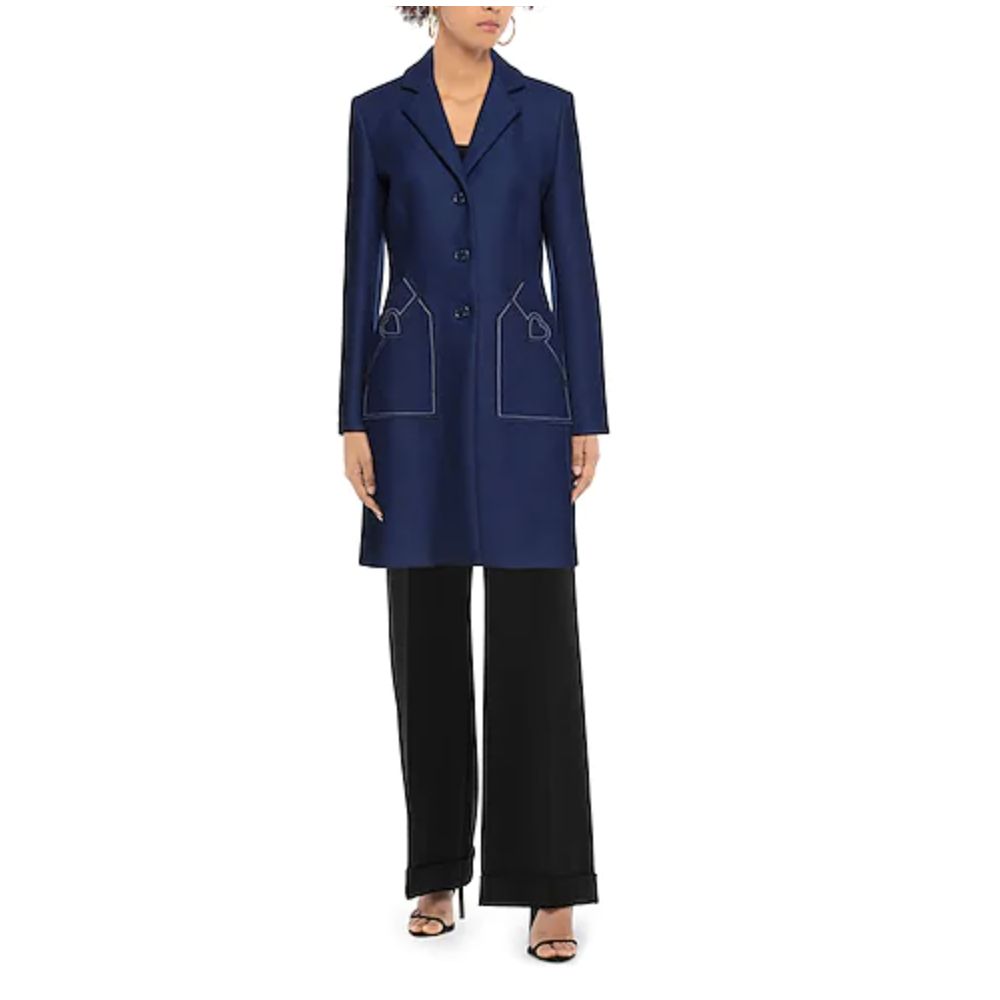 LOVE MOSCHINO Blue Wool Women Coat
