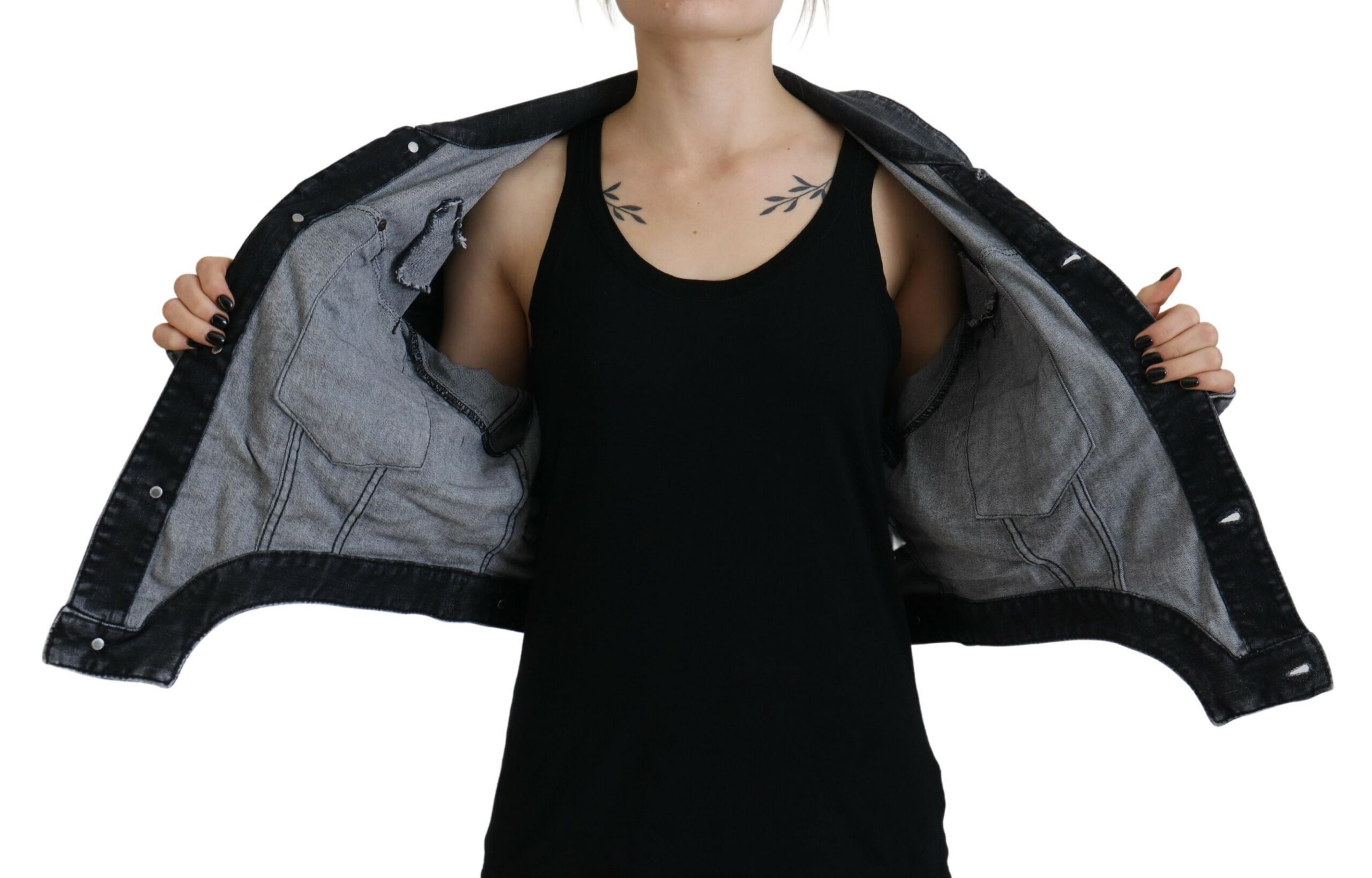 Dsquared2 Gray Washed Cotton Cropped Denim Jacket
