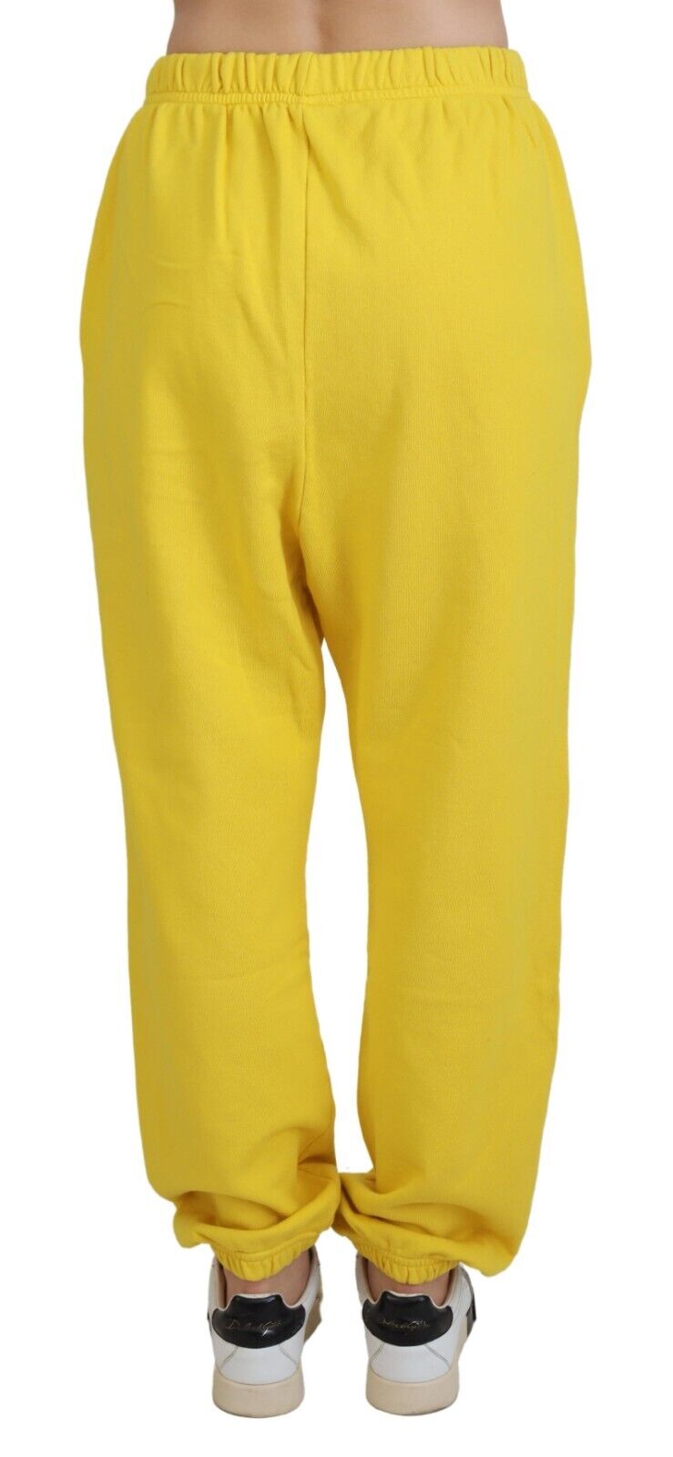Dsquared2 Yellow Mid Waist Logo Print Jogger Trouser Pants