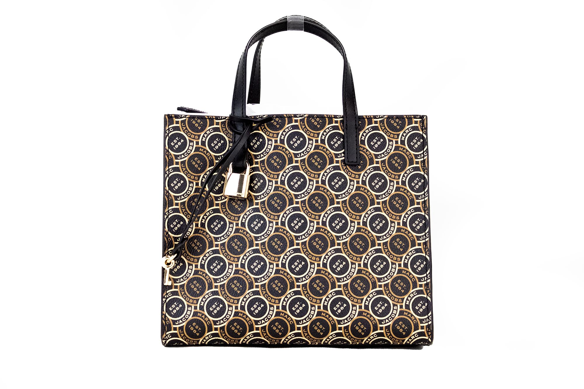 The Marc Jacobs Mini Grind Signet Printed Leather Crossbody Tote Handbag Purse