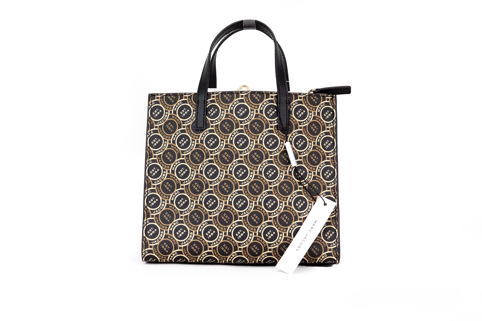 The Marc Jacobs Mini Grind Signet Printed Leather Crossbody Tote Handbag Purse