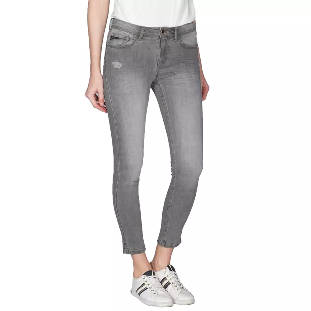 Zee Lane Gray Cotton Women Jeans with Push-Up Fit