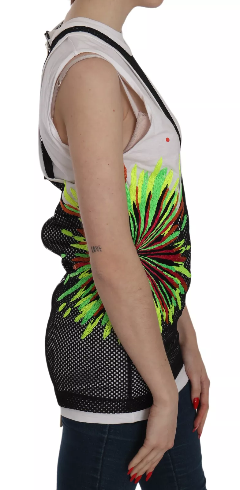 Dsquared2 Black White Crew Neck Sleeveless Cotton Blouse