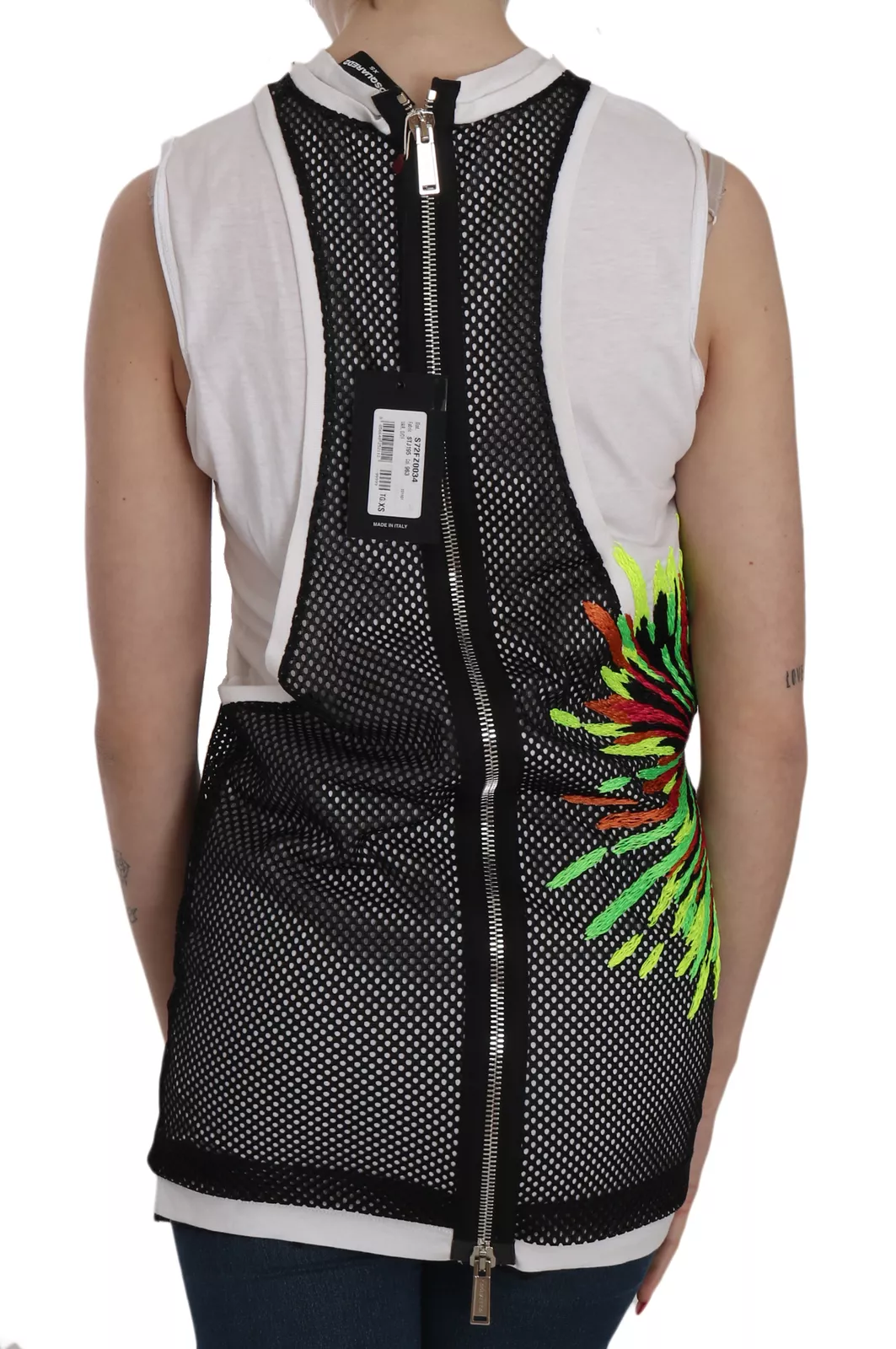 Dsquared2 Black White Crew Neck Sleeveless Cotton Blouse