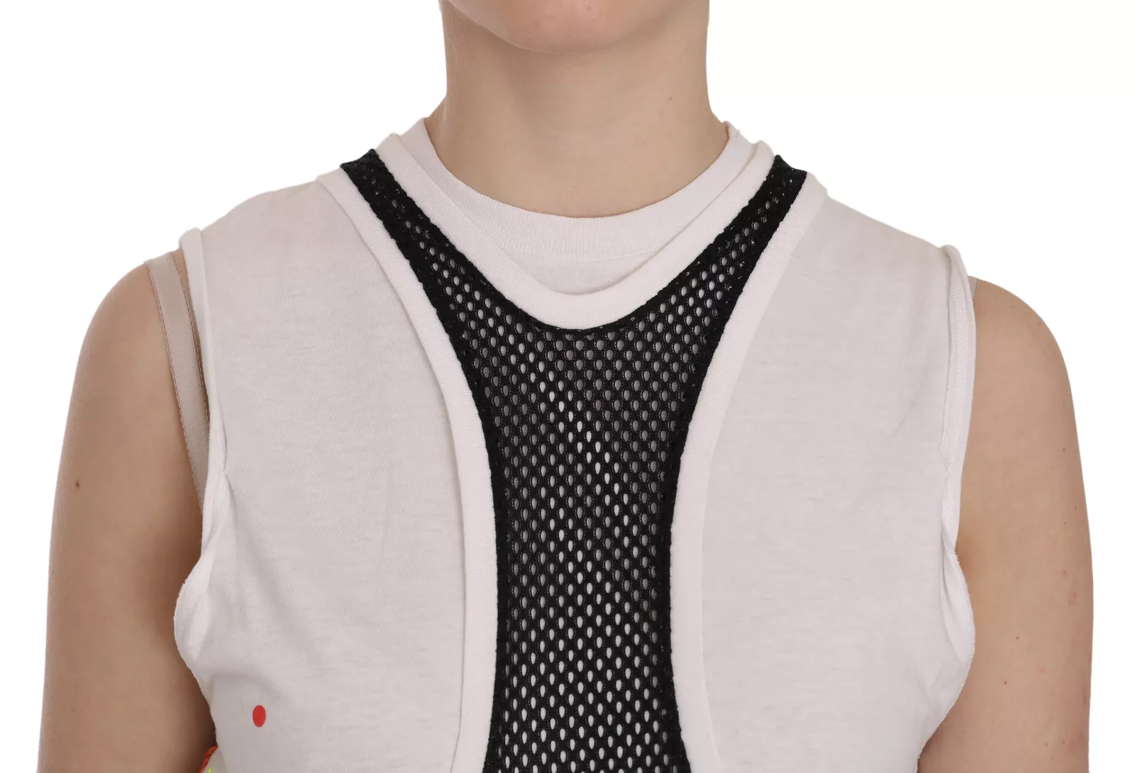 Dsquared2 Black White Crew Neck Sleeveless Cotton Blouse