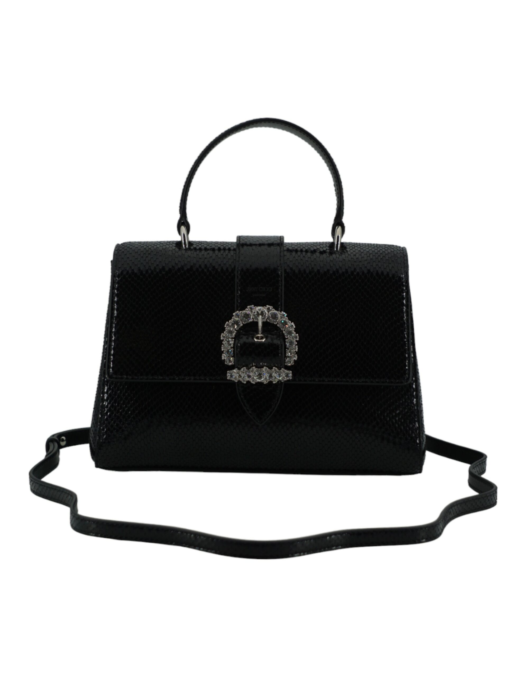 Jimmy Choo Eyewear Black Leather Top Handle Shoulder Bag